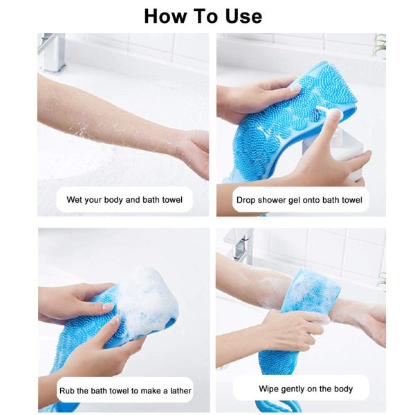 Double-Side Bath Towel Scrubber (Random Color)