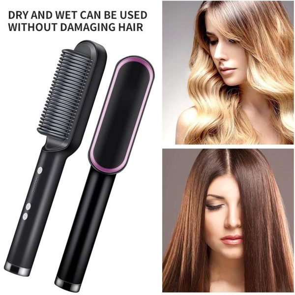 2-in-1 Hair Straightener & Curling Brush - Professional Styling Tool for Women (Random Color)