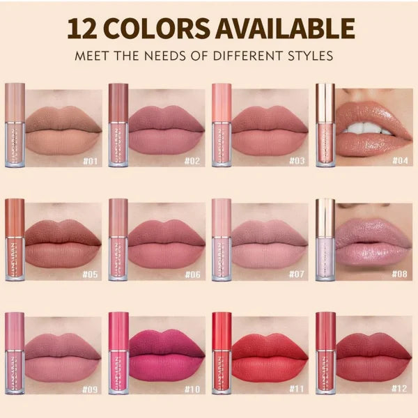 HANDAIYAN Matte Liquid Lipstick Set – 12 Colors