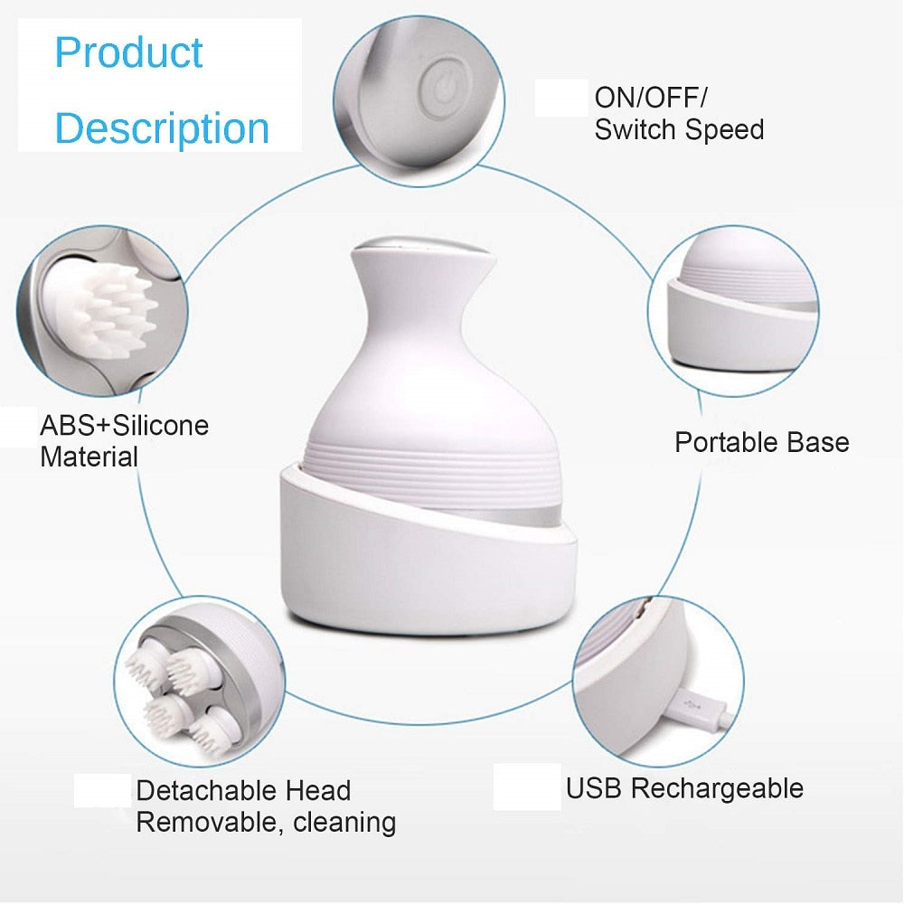 Electric Scalp Massager – Rechargeable, Washable, Fatigue & Hair Relief